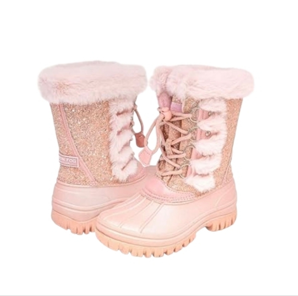London Fog  Winter boot Pink Faux Fur Glitter Child's Size 5